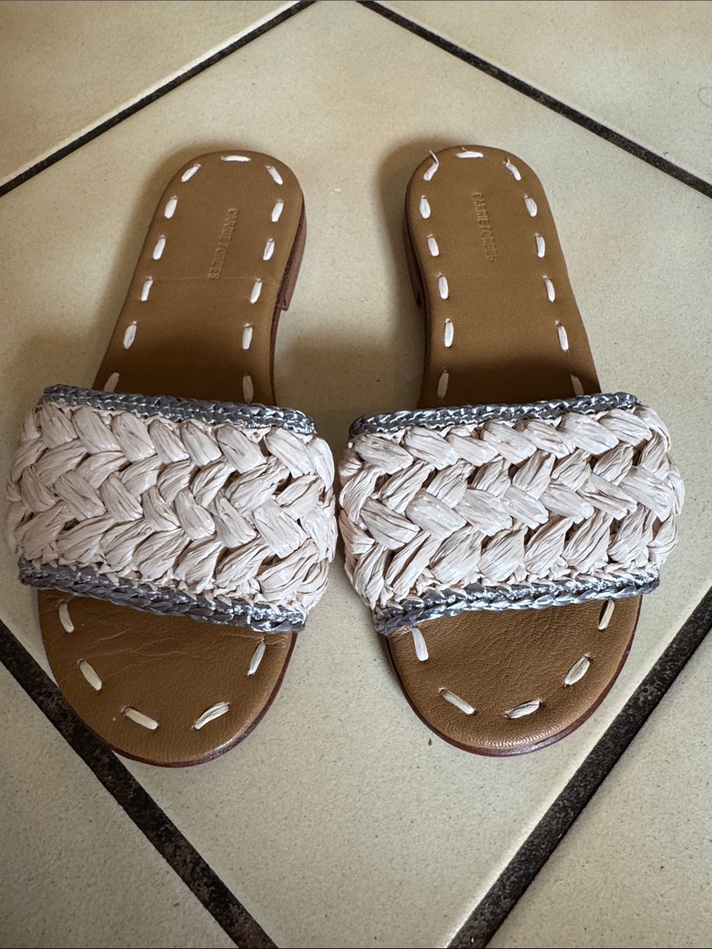 Carrie Forbes straw and leather sandals
